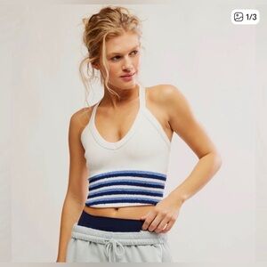 FP Movement All Clear V Neck Stripes Navy & White